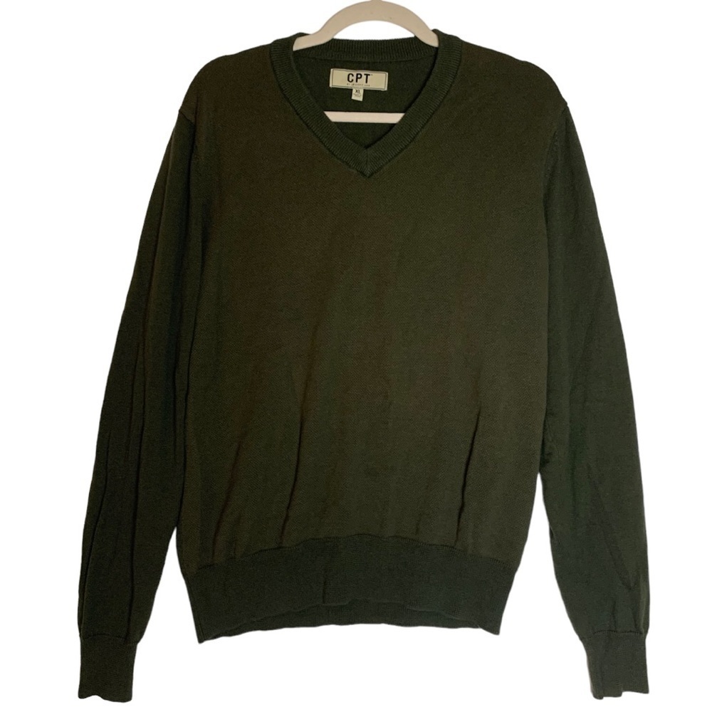 CPT By Cockpit USAA Mens Cotton Wool Blend Sweater Size XL Green Textured Casual